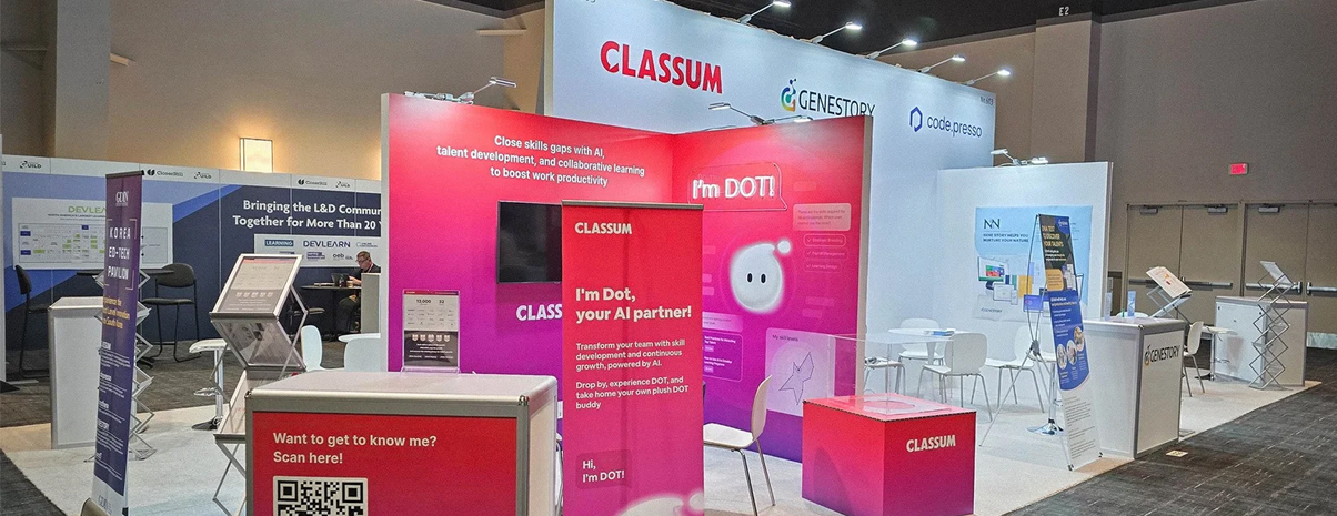 Bright pink Classum exhibit display