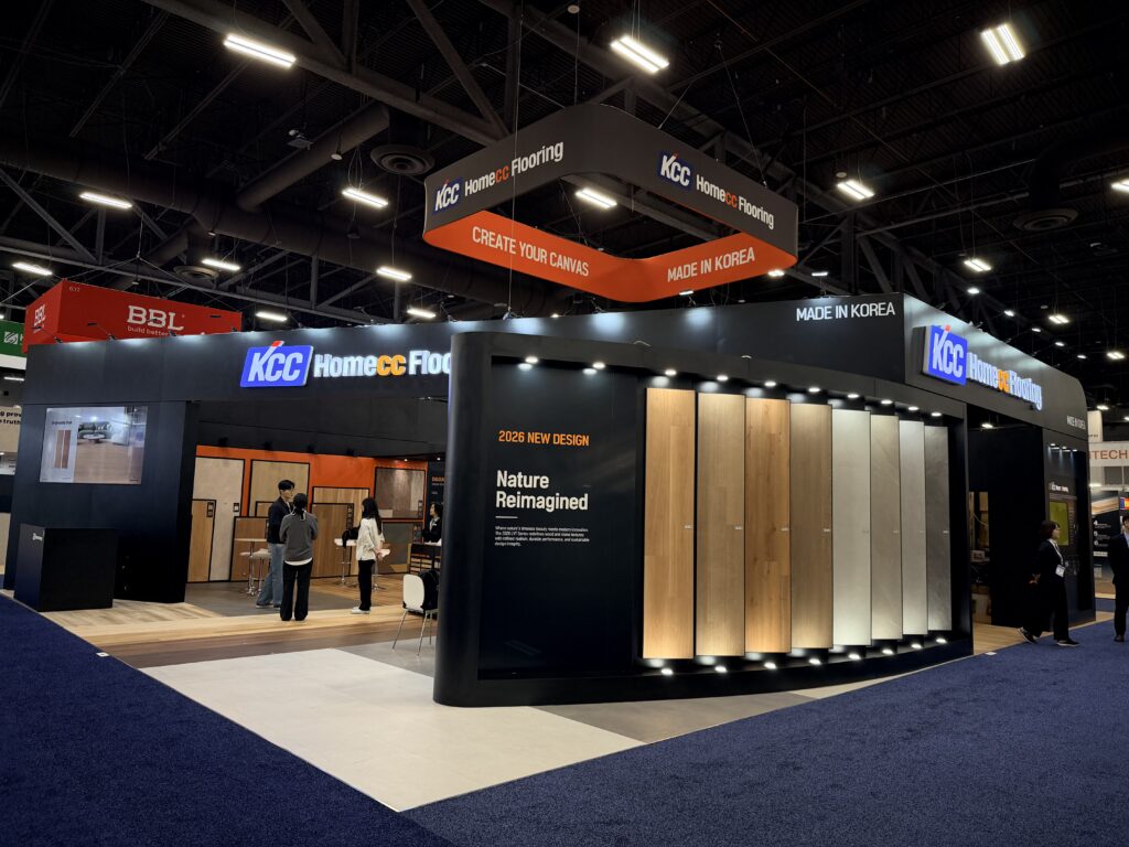 Custom exhibit with overhead signage