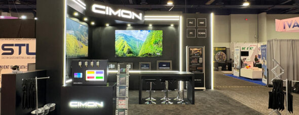 modern small trade show booth with LED lighting