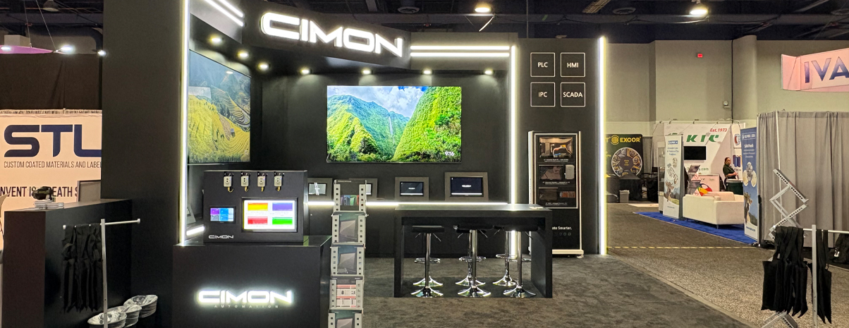 modern small trade show booth with LED lighting